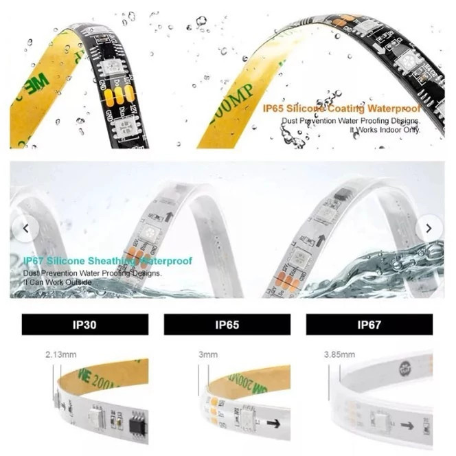 ریسه برنامه پذیر فولکالر ws2811 تراکم 60 ضد آب IP65