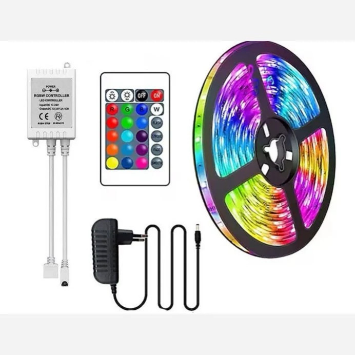 پک کامل 5 متری ریسه RGB به همراه ریموت و آداپتور