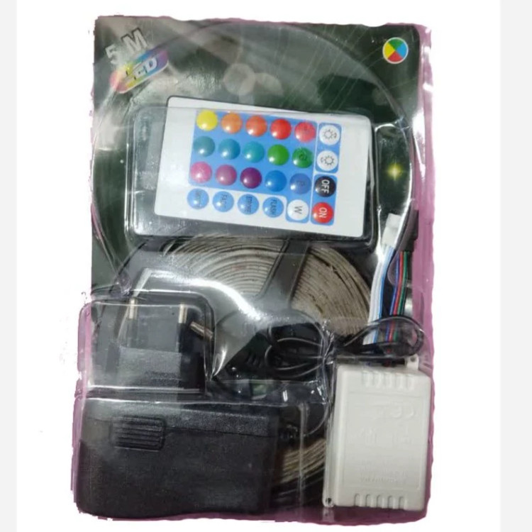 پک کامل 5 متری ریسه RGB به همراه ریموت و آداپتور