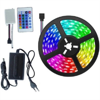 پک کامل 5 متری ریسه RGB به همراه ریموت و آداپتور