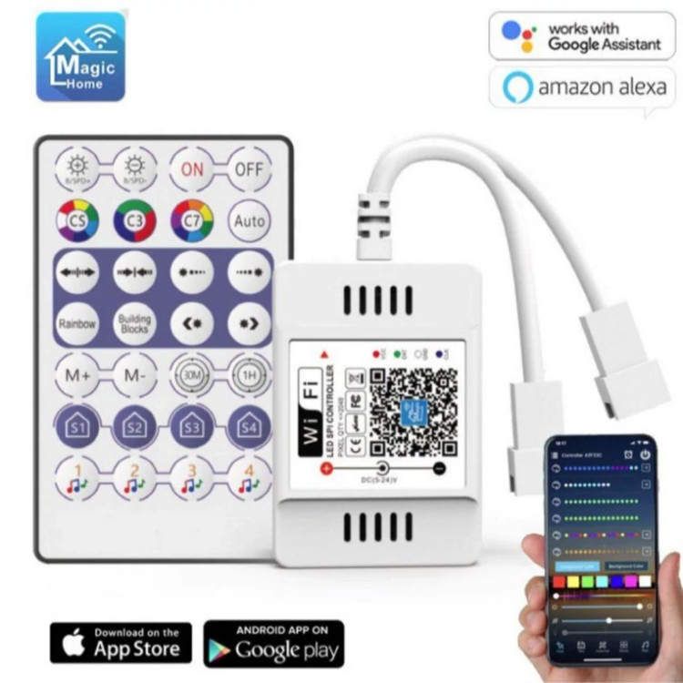 کنترلر آدرس پذیر و موزیکال MagicHome (WIFI+ریموتRF)