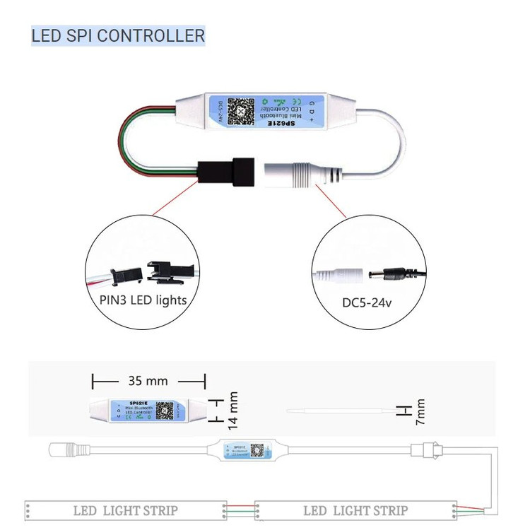 کنترلر آدامسی SP621E بلوتوثی موزیکال (RGB آیسی دار)