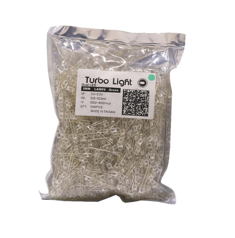LED اوال 5mm سبز شفاف مرغوب تایوانی بسته 10 عددی