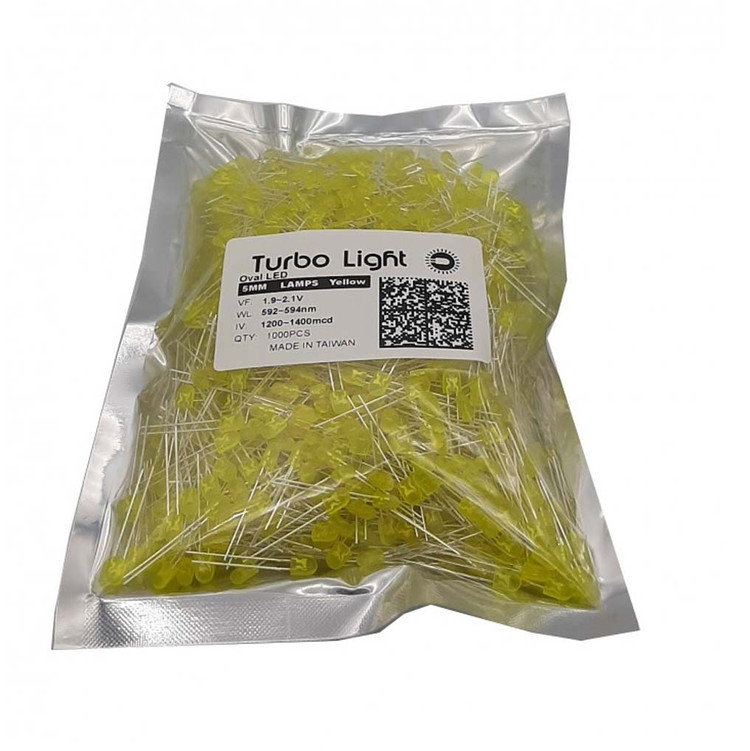 LED اوال 5mm زرد مرغوب تایوانی بسته 10 عددی